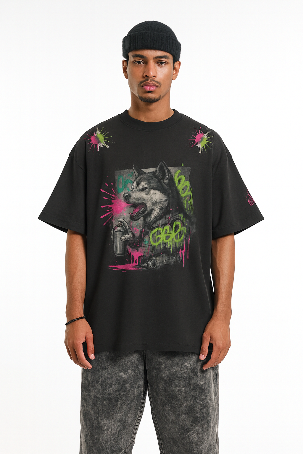 AKITA INU™ T-shirt coupe carrée 260 g/m² – Délavé soleil - Graffiti Loyalty